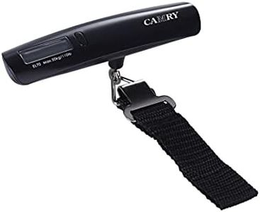 Camry Luggage Scale Portable Digital Scale Suitcase Hanging Scales with Tare Function Weighing Scale with LCD Display for Travel Outdoor Home Use, 110 lb/50 KG Capacity-Black