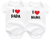 ZAV Unisex Newborn Baby Boy Girl Bodysuits Twins I Love Papa I Love Mama Short Sleeve Baby Rompers