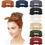 DRESHOW 8 Pack Adjustable Knotted Headbands Non Slip Elastic Yoga Hair Bands Solid Colors Headbands for Women and Girls