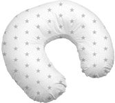 Baby Breast Feeding Pillow Nursing Maternity Pregnancy Baby Sitting Support - White With Small Grey Stars