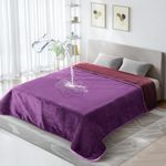 LOOBANI Waterproof Blanket for Bed: Reversible Flannel Throw Blanket 60" x 80", Couples Blankets for Couch Washable, Spill-Proof Dogs Splash Blanket for Sofa, Camping, Travel, Purple