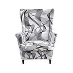 CRFATOP Printed Wing Chair Slipcovers 2 Piece Stretch Wingback Chair Cover Spandex Fabric Wingback Armchair Covers with Elastic Bottom for Living Room Bedroom Wingback Chair,24