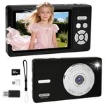 Digital Camera 4K - Autofocus Compact Cameras with 32GB SD Card 44MP Portable Mini Small Photo Camera with 2.8" LCD Screen 18X Digital Zoom Vlogging Camera for Students, Teens, Beginners (Black)