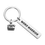 MYSOMY Writers Gift Typewriter Jewelry Author Gift Word Warrior Cuff Bracelet Typewriter Writer Author Keychain Novelist Gift Ideas for Writers, Teachers, Editor (Word Warrior key)