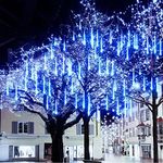 Meteor Shower Lights, 10 Tube 240 LED Falling Rain Lights, Outdoor Waterproof Icicle Snow Lights for Christmas Tree Decoration Holiday Wedding Party (Blue)