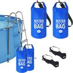 2 Pack Pool Ladder Weights, 10L Universal Pool Step Weights, 500D PVC Waterproof Heavy Duty Pool Ladder SandBags for Weight with Nylon Handle, Pool Step Weights for Above Ground Pools (Blue)