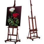 VISWIN Premium H Frame Easel 75" to 146"H, Hold Canvas to 93", Solid Beech Wood Large Artist Easel for Painting Canvas, Studio Floor Easel Stand with Storage Tray, Wheel, Wooden Art Easel for Adult-W