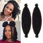 FFDDear 2 Packs Springy Afro Twist Hair 12 Inch Pre-Separated Spring Twist Hair Natural Black Marley Twist Crochet Braiding Hair for Soft Locs Hair Synthetic Hair Extensions for Women (12Inch,1B)