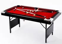 CuisinSmart 7FT Pool Table, Billiard Tables, Foldable Pool Table, Pool Table Set Includes Balls, Cues, Chalks and Brush, for Family Party Game Room Kid Adult, Red