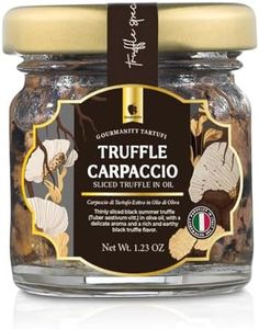 Gourmanity Tartufi Black Truffle Slices, Truffle Carpaccio in Olive Oil, (Tuber aestivum Vitt.) Add Luxury Flavor to Any Dish, Product of Italy [1.23oz Jar]