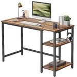 CubiCubi 140 cm Computer Home Office Desk, Small Desk Study Writing Table with Storage Shelves, Modern Simple PC Desk, Brown and Black