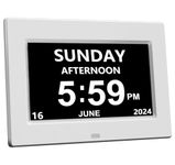 CAZOKASI Clock With Day And Date For Elderly Calendar Digital Alarm Options, Level 5 Auto Dimmable Display,Extra Large Impaired Vision（No Power adapter）