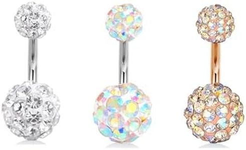incaton Anillos de Ombligo de Barra Corta 14 Gauge 8mm Acero quirúrgico Bola de Cristal Anillos del Ombligo Joyería Piercing