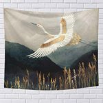 Flying Crane Wall Tapestry,Nature Landscape Tapestry Sheet Space Wall Hanging Living Room Bedroom Tapestry Home Dorm Decor,78.7 x 59 inch