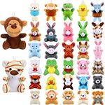 Skylety 32 Pcs Mini Animal Plush Toy Assortment Cute Small Safari Stuffed Toys Small Animals Keychain Decoration for Kids Back to School Gift Carnival Prize Student Award Party Favor(Forest Animals)