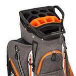 Founders Club Franklin Golf Push Cart Bag -Riding Cart Bag -Full Bag Rain Cover -Secure Push Cart Base -Light Weight -15 Way Full Length Divider-External Putter Tube-Embroidery Panel (Orange)