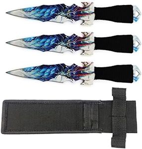 Stainless Steel Throwers, Dragon Print Throwing Gear, 3Pcs w/Nylon Sheath