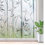 SUNBIRD Window Privacy Film, Frosted Removable Glass Covering for Bathroom, Opaque Static Cling Heat Control Door Sticker for Home (24 X 48 Inch_2Pcs, Waterlily Pade)