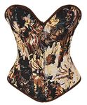 Alivila.Y Fashion Womens Vintage Floral Denim Overbust Corset Bustier Top, Black Short Torso, Medium