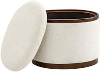 CHITA Storage Ottoman, Oval Footrest Stool for Living Room and Bedroom, Fabric in Linen