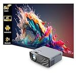 EUG Portable 4K Projector with Wifi Bluetooth, Home Theater Smart TV Projector Netlfix Wireless Cast for iPhone, Outdoor Movie Projectors with Speakers for Gaming Camping, HDMI USB