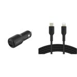 Belkin Premuim Car Bundle(42W Dual Port Fast Car Charger & USB-C to Lightning 1m charging cable)