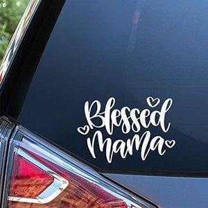 Sunset Graphics & Decals Blessed Mama Decal Vinyl Car Sticker Heart | Cars Trucks Vans Walls Laptop | White | 5.5 x 3 inches | SGD000019