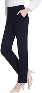Tapata Women's Straight Leg Dress Pants Stretchy High Waist with Pockets for Work Casual 33'' New Navy Blue, XXL