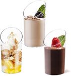 KAHEIGN 100Pcs Mini Angled Dessert Cups, 75ml Plastic Round Dessert Cups Clear Parfait Appetizer Cup Reusable Serving Bowl for Dessert Pudding Mousse Party (8.5 x 4cm)