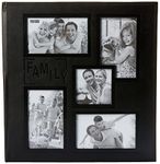 Pioneer Photo Albums Collage Frame Embossed inches Family inches Sewn Leatherette Cover 240 Pocket Photo Album, Black,