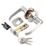 Qrity Lever Door Handle Lock with Keys, Door Lock for Interior, Privacy Knob Locking Device, Security Door Locks for Entrance/Exit Access - Silver