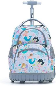 Tilami Rolling Backpack 16 Inch School College Travel Carry-on Backpack Boys Girls (Cute Mermaid)