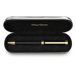 Paul Clover Gloss Black Lacquer Ballpoint Pen - Copper Material - 24K Gold Finish with Stunning Luxury Chrome Case, 3 Extra Refills, Best Gift Set for Men & Women, Professional, Birthday