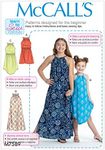 McCall's 7589 Children's & Girl's Gathered Neckline Sleeveless Dresses with Elastic Waist Options - Size XS-S