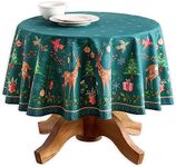 Maison d' Hermine 100% Cotton Table Cover - 69" Diameter Round Decorative Tablecloth - Tablecloths for Dining, Home, Farmhouse & Party - for Thanksgiving & Christmas - Hygge Christmas Collection