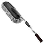 AllExtreme Soft Microfiber Car Duster Brush with Extendable Handle Wet & Dry Scratch Free Surface Cleaner Multipurpose Kitchen Accessory for Dusting Cleaning (Grey, Pack of 1)