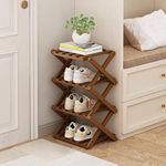 Bamboo Vertical Shoe Rack for Entryway,Narrow Shoe Rack Stackable,Minimalist Shoe Storage,4 Tier Standing Shoe Organizer for Garage Corner Bedroom Hallway(Tawny-4 Tier)