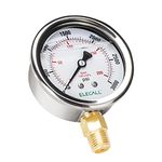 ELECALL 3000psi Silicone Oil Filled Hydraulic Pressure Gauge for Water Oil Pressure Test in Pool Pump Sand Filter Air Compressor Water System, 2-1/2" Stainless Steel Case, Lower Mount 1/4"NPT