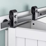 JUBEST 40" Bi-Folding Sliding Barn Door Hardware Track Kit, Heavy Duty Top Mounted Black Roller for 2 Doors, Smoothly & Quietly, Ease Install (No Door Included), TSQ15BK