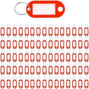 Westcott E-10651 00 Lot de 100 porte-clés robustes avec étiquettes interchangeables Avec anneau en métal de couleur rouge