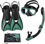 Seavenger Hanalei Anti-Fog 4-Piece Snorkeling Set (Kids-Seafoam Green, X-Small)
