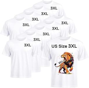 Joyclub 10 Pack Blank T-Shirts for Adults Unisex White Polyester Shirts Sublimation Blanks Crew Neck Short Sleeve for Heat Transfer, Vinyl, Screen Printing, Team Uniforms 3XL