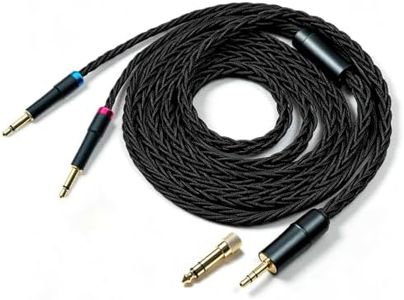 Fezzlo Monitor Headphone Cable,8-Strand German Copper AUX Cord Dual 3.5mm Plug Compatible with Hifiman Edition XS HE4XX MEZE109 Pro FiiO FT1 FT7 for Musicians Audiophiles 3.5mm with 6.35 Adapter 6.5ft