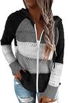 GOLDPKF Sweaters for Women's Jumpers Size 14 UK Tracksuit Black Jumpers for Women UK Striped Hoodie Women Ladies Winter Coat Kawaii Clothes Longline Hoodie Women Tops Black L UK 14 UK 16