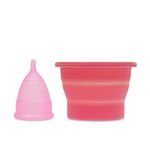 Anigan EvaCup + Collapsible Sterilizing Cup (8 Color Choices) (Small, Cherry Blossom Rose)