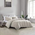 Brielle Home Wesley Solid Cotton Matelasse Textured Comforter Set, Linen, King