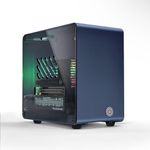 ElectroCookie Raspberry Pi 5 Case, Aluminum Mini Tower Case with Cooling Fan and Color Changing Ambient Light (Blue)