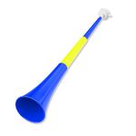 24 Inch Vuvuzela Plastic Trumpet Horn Blow Horn Noisemakers Loud Sound Soccer Horn Cheer Horn for Sporting Events Graduation Games School Party Supplies Favors Accessories (Blue+Yellow)