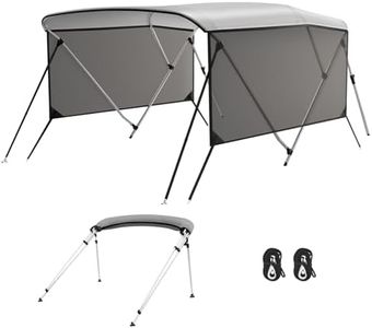 Festisoul 3 Bow Bimini Tops with Mesh Sidewalls Support Poles for Boats Durable Marine Grade Canvas Top Includes 2 Straps Storage Boot 1 Inch Aluminum Frame (3 Bow 6'L x 46" H x 79"-84" W)