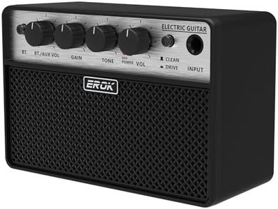 EROK Mini Electric Guitar Amp, Portable Amplifier with Clean/Drive Dual Channels, 3.5mm Headphone/AUX Input, Compact Design for Indoor Practice & Small Gigs